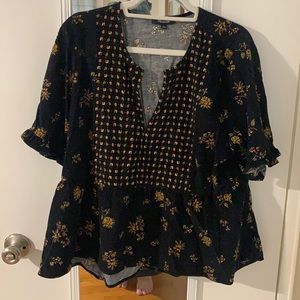 Madewell Acorn Foulard Corduroy Peplum top